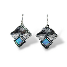 Load image into Gallery viewer, Sterling Organic Diamond with Created Opal Earrings
