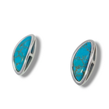 Load image into Gallery viewer, Sterling Silver Turquoise Elongated Oval Framed Studs