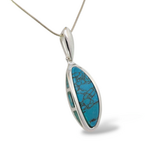 Load image into Gallery viewer, Sterling Silver Turquoise Elongated Oval Framed Necklace