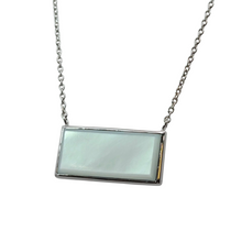 Load image into Gallery viewer, Sterling Silver Blue MOP Horizontal Rectangle Necklace