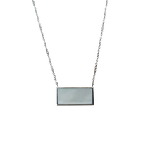 Load image into Gallery viewer, Sterling Silver Blue MOP Horizontal Rectangle Necklace
