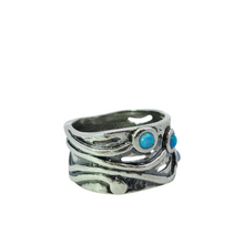 Load image into Gallery viewer, Sterling Silver Created Opal Organic Vine Ring