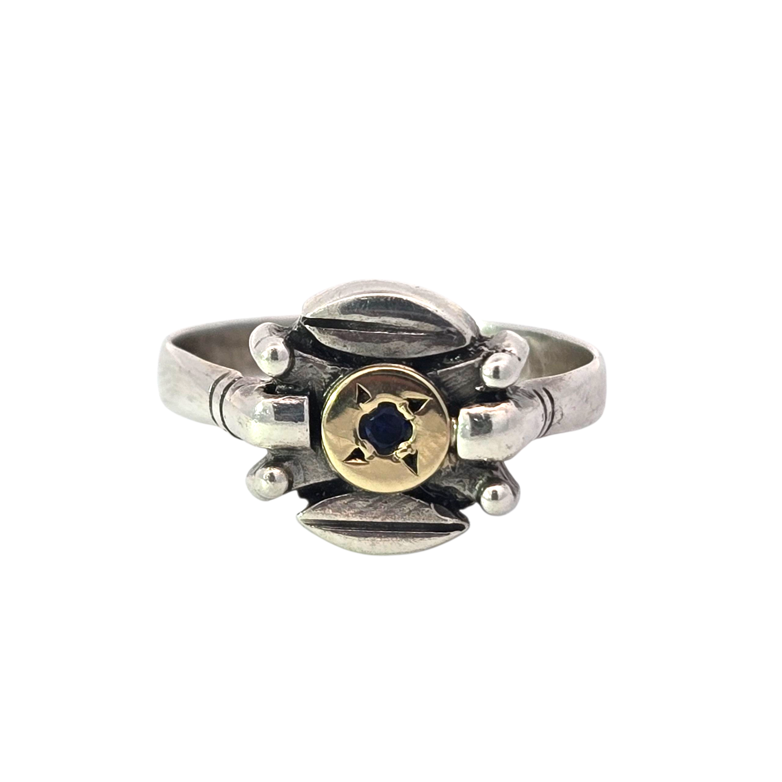 Sterling Silver and 14k with Sapphire Ring