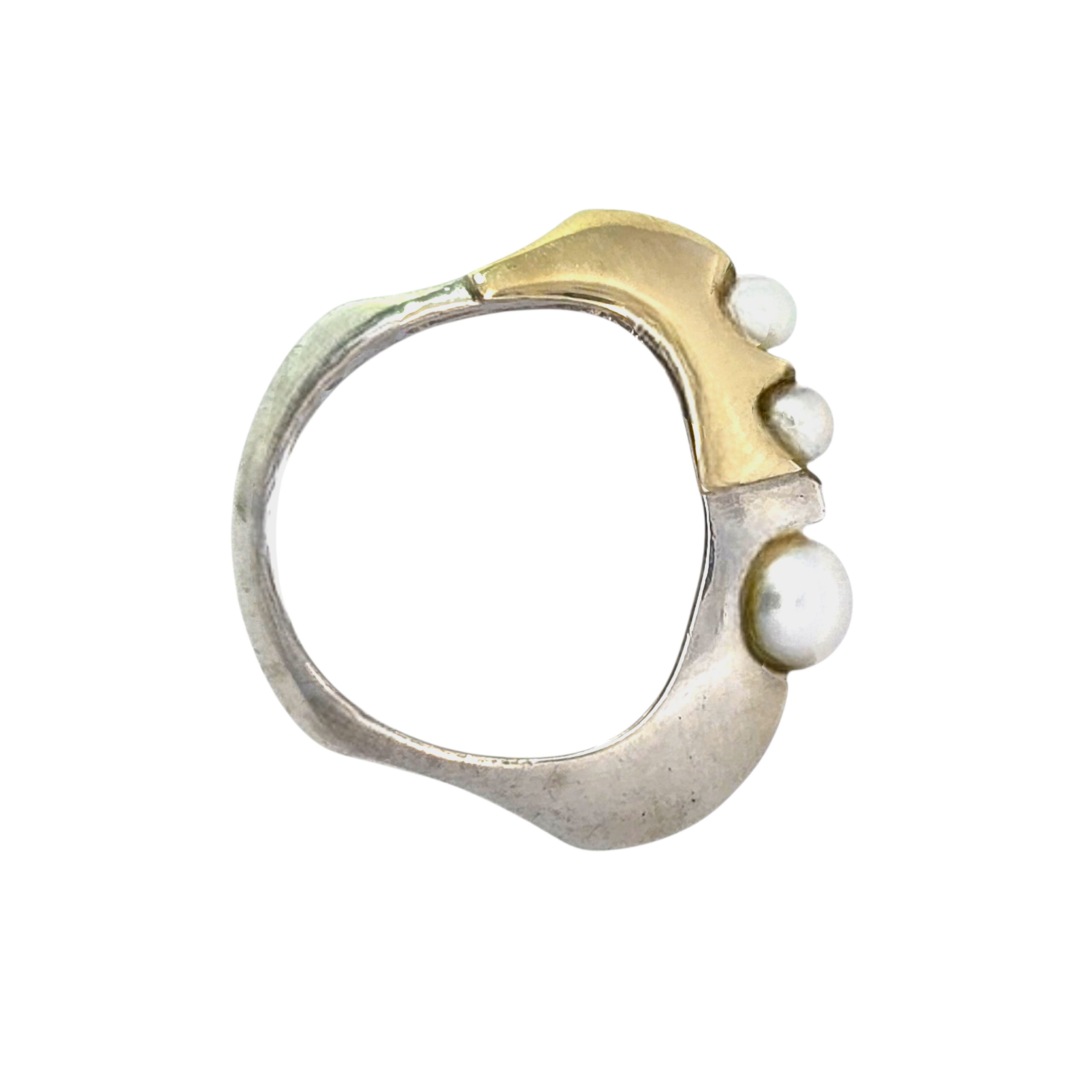Two-tone Asymmetrical Pearl Ring