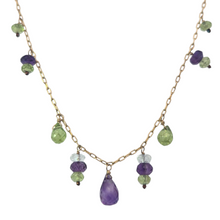 Load image into Gallery viewer, Amethyst and Peridot Gold Fill Drop Necklace