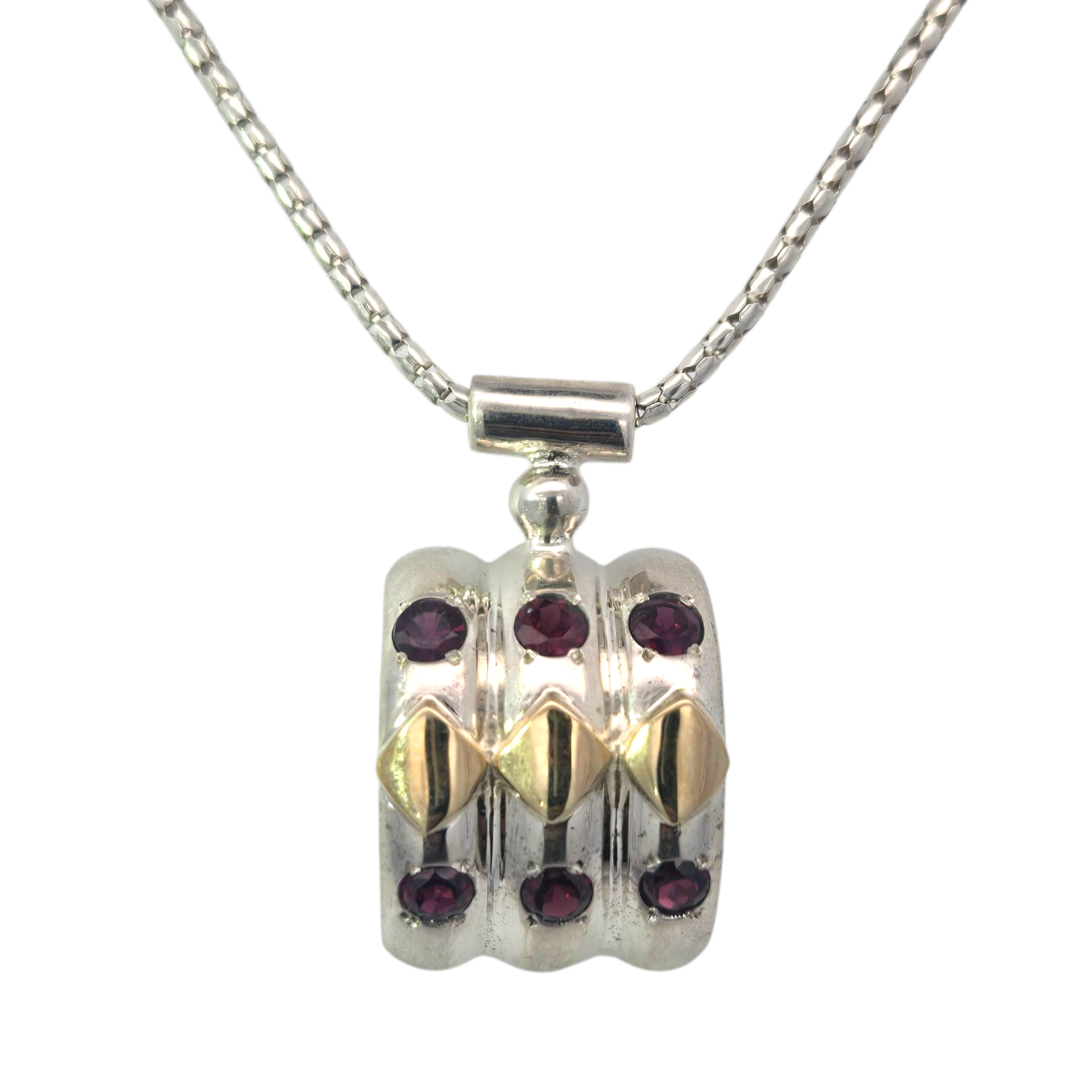 Triple Arc Necklace - Sterling with CR Rubies Accents