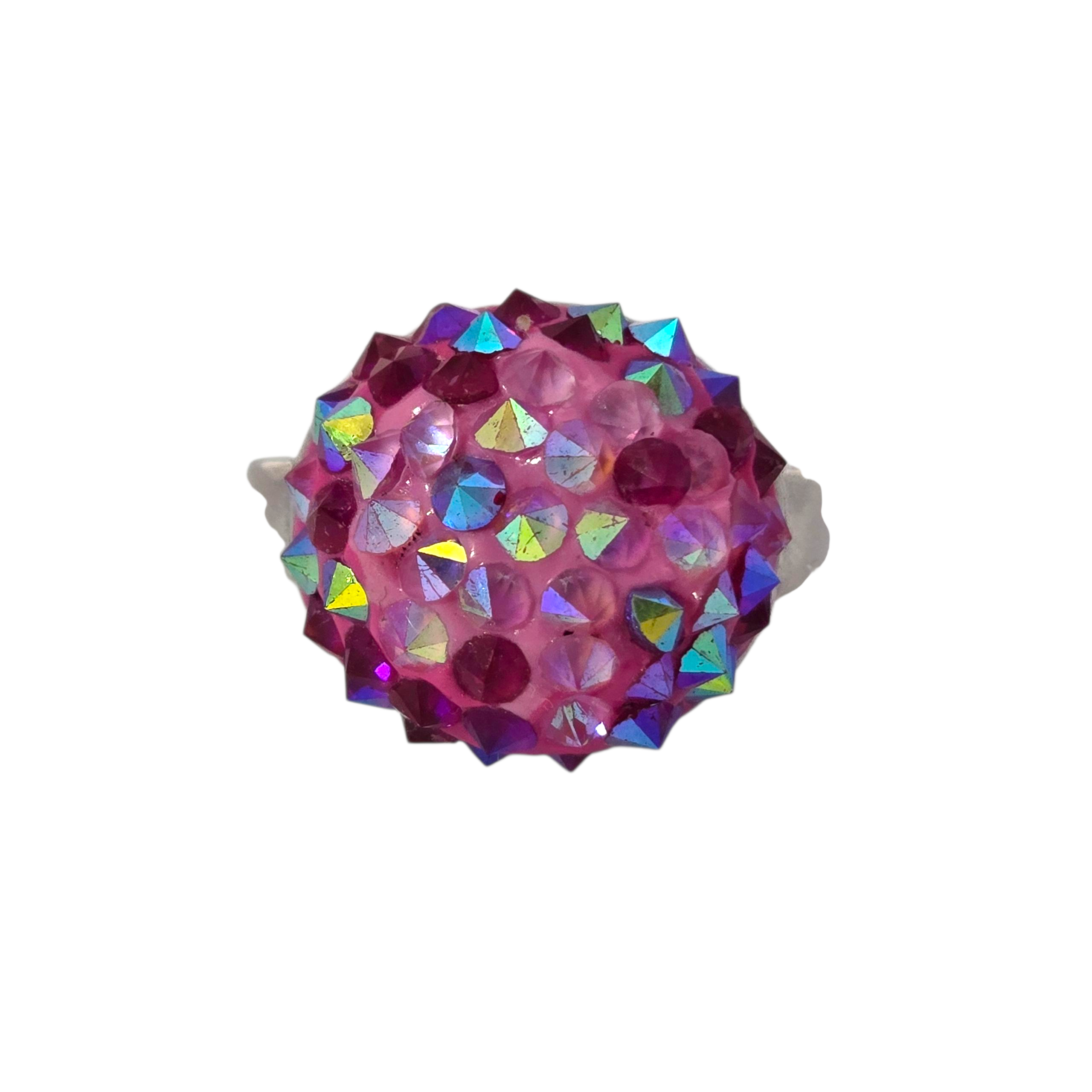 Sterling Spikey Pink Gemstone Inlay Ring