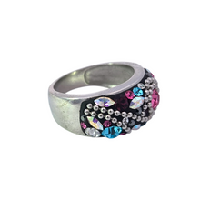 Load image into Gallery viewer, Sterling Gemstone Inlay with Beaded Swirl Ring