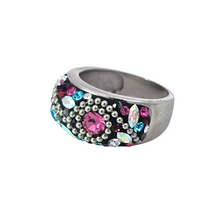 Load image into Gallery viewer, Sterling Gemstone Inlay with Beaded Swirl Ring