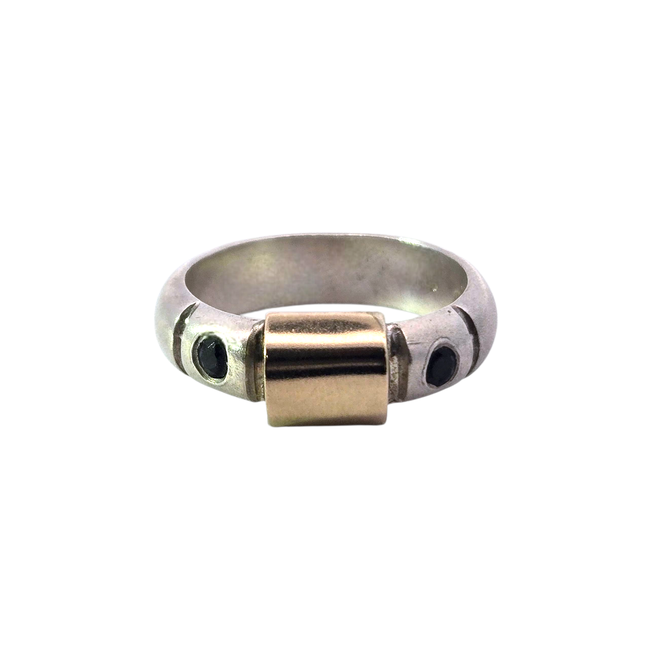 Sterling/14k Gold + Blue Sapphire Accent Ring