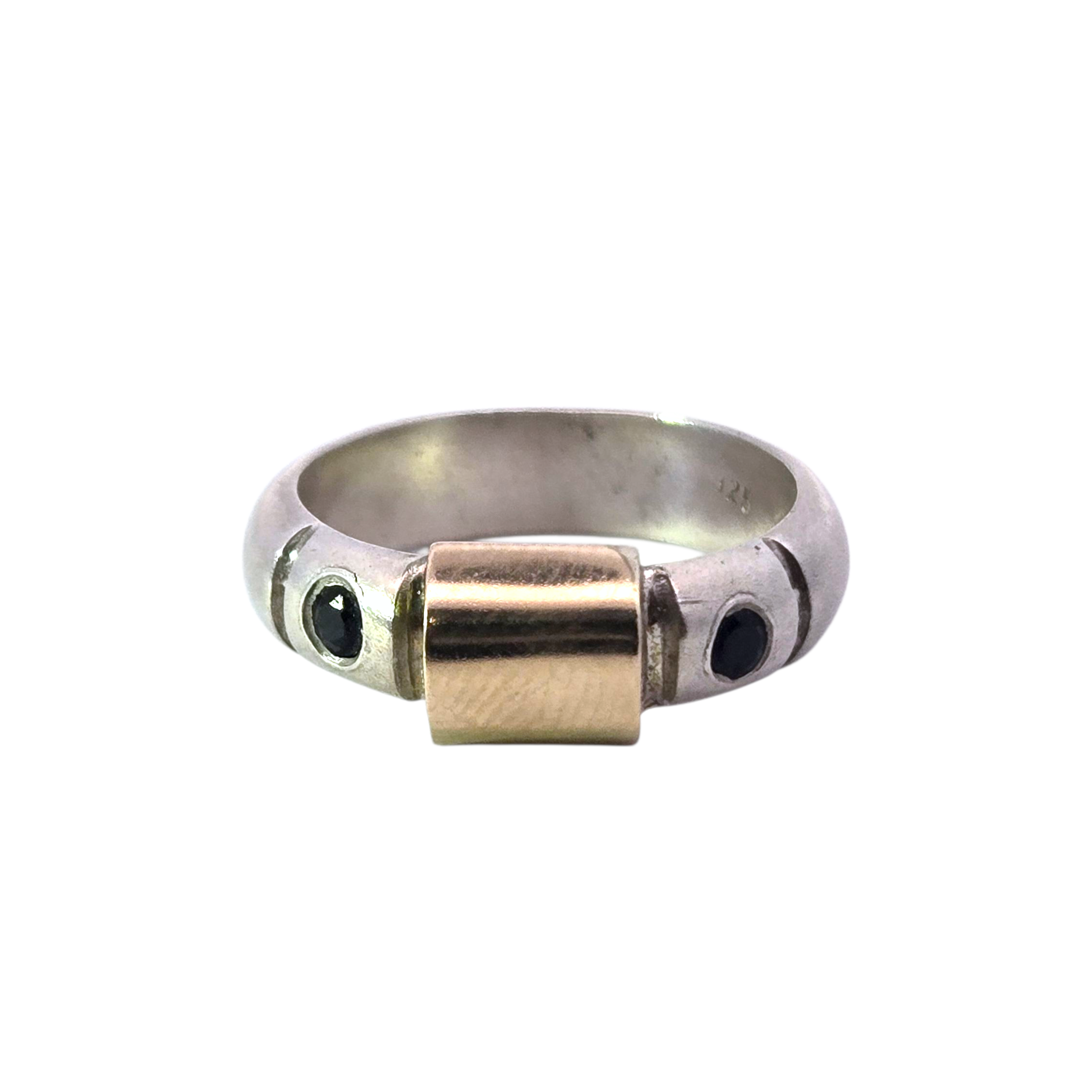 Sterling/14k Gold + Blue Sapphire Accent Ring