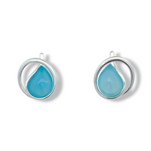 Load image into Gallery viewer, Sterling Silver Drop Aquamarine Stud Earrings