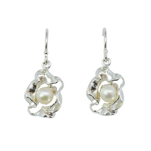 Load image into Gallery viewer, Sterling Organic Shape Pearl Earrings