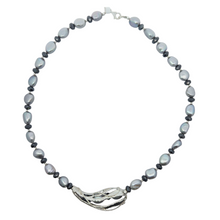 Load image into Gallery viewer, Grey Pearl, Hematite Sterling Silver Necklace