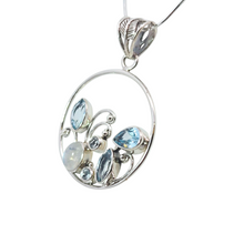 Load image into Gallery viewer, Sterling Moonstone and Blue Topaz Necklace