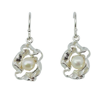 Load image into Gallery viewer, Sterling Organic Shape Pearl Earrings