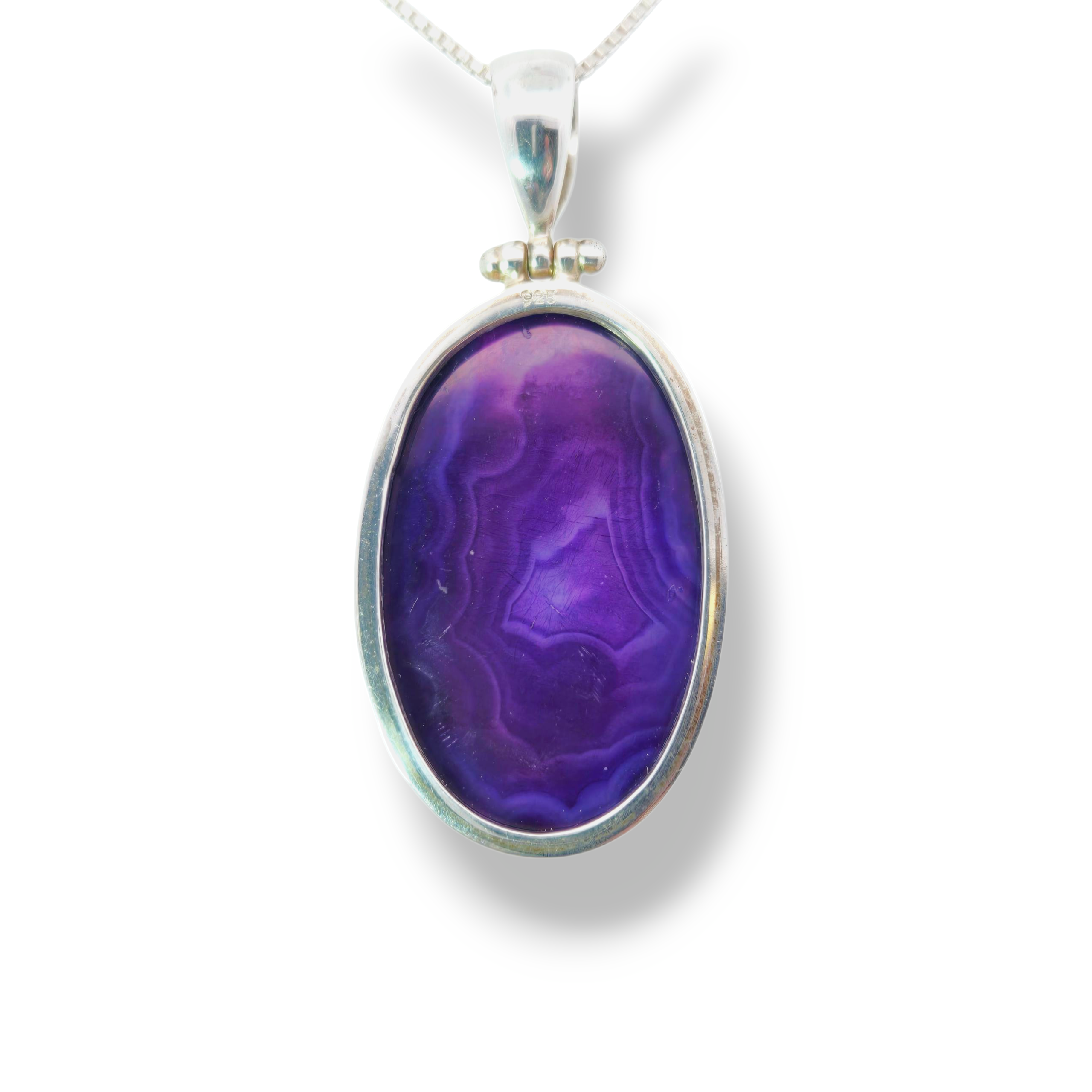 Sterling Silver Oval Druzy Quartz Necklace