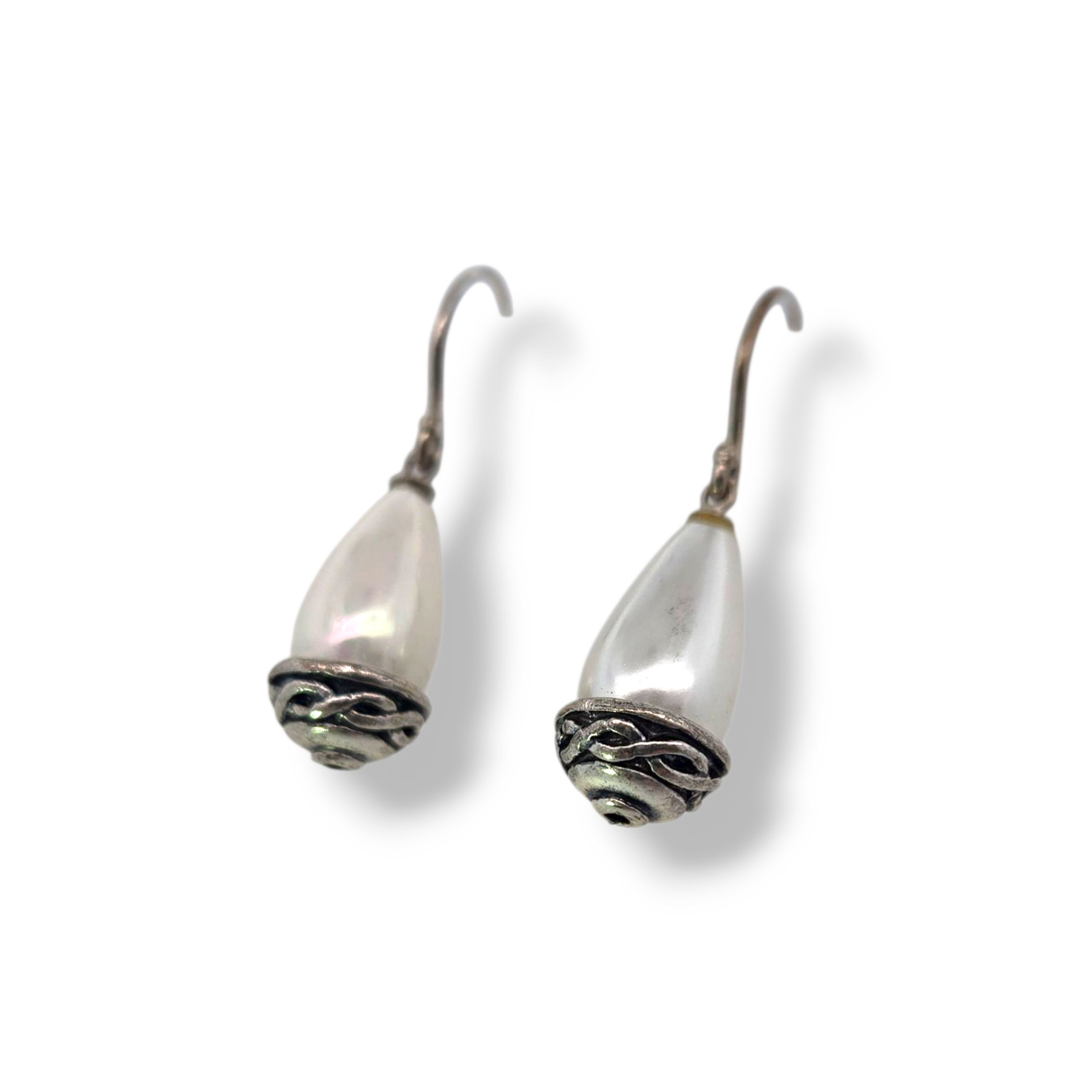 Sterling Silver Infinity Knot Drop Pearl Earring