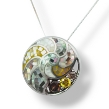 Load image into Gallery viewer, Sterling Silver Shell Mosaic and Multicolor CZ Necklace