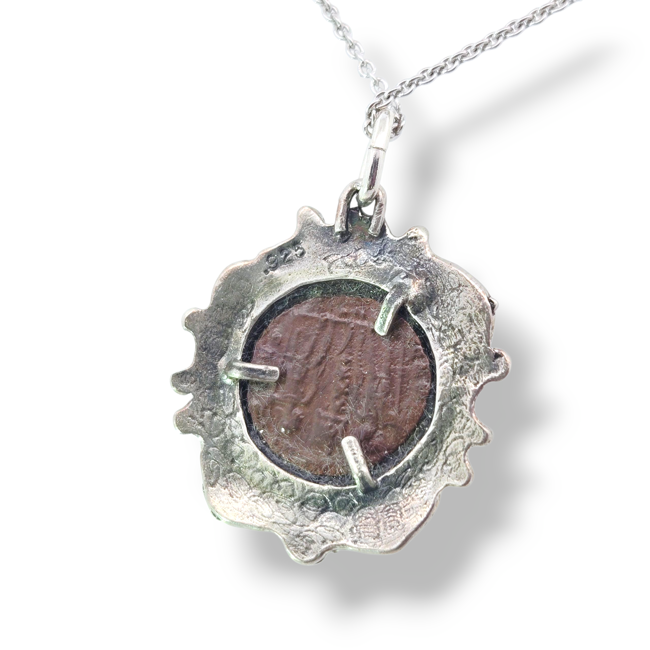 Sterling Silver Ancient Roman Coin Filigree Bezel Necklace