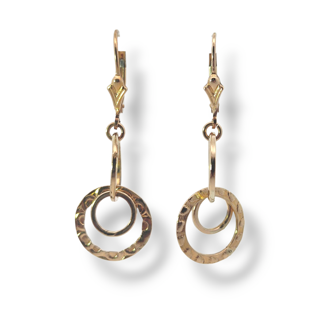 Yellow Gold Plate over Sterling Kinetic Circle Dangle Earrings
