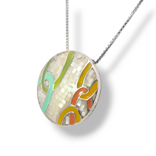 Load image into Gallery viewer, Sterling Silver Round Multicolor Loop Mosaic Necklace
