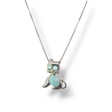 Load image into Gallery viewer, Sterling Silver Larimar Cat Necklace