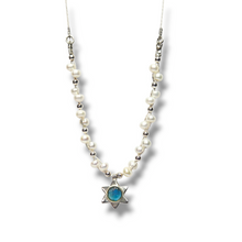 Load image into Gallery viewer, Sterling Pearl and Ancient Roman Glass Flower Necklace