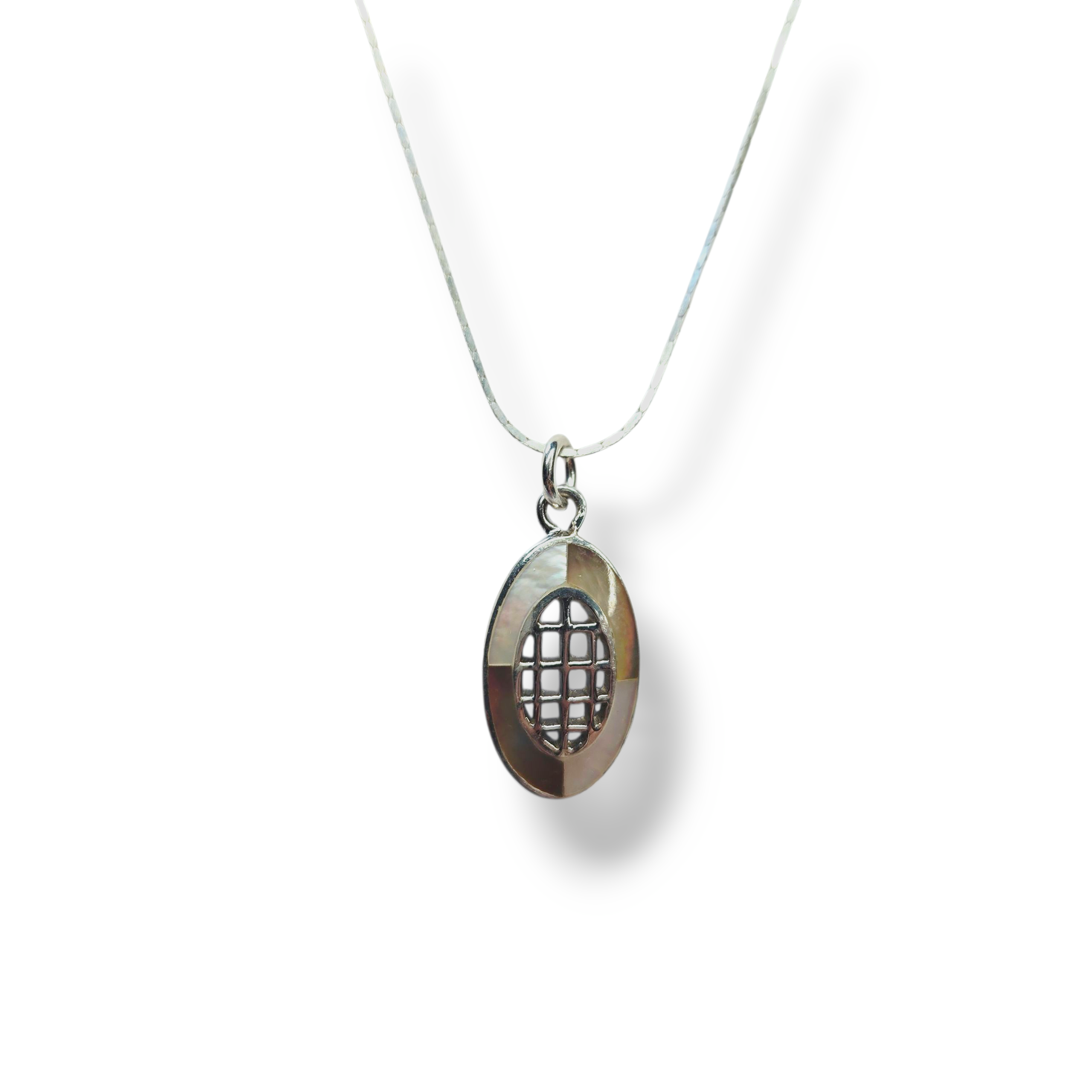 Sterling Silver Mother of Pearl Pierced Necklace