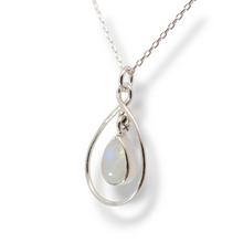 Load image into Gallery viewer, Sterling Teardrop Moonstone Necklace