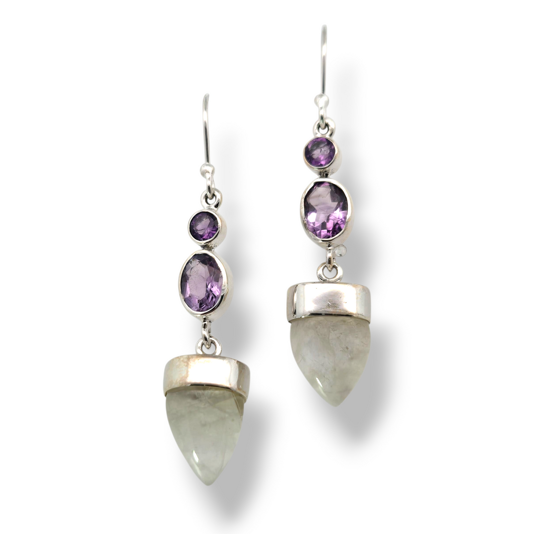 Sterling Silver Amethyst and Moonstone Earrings