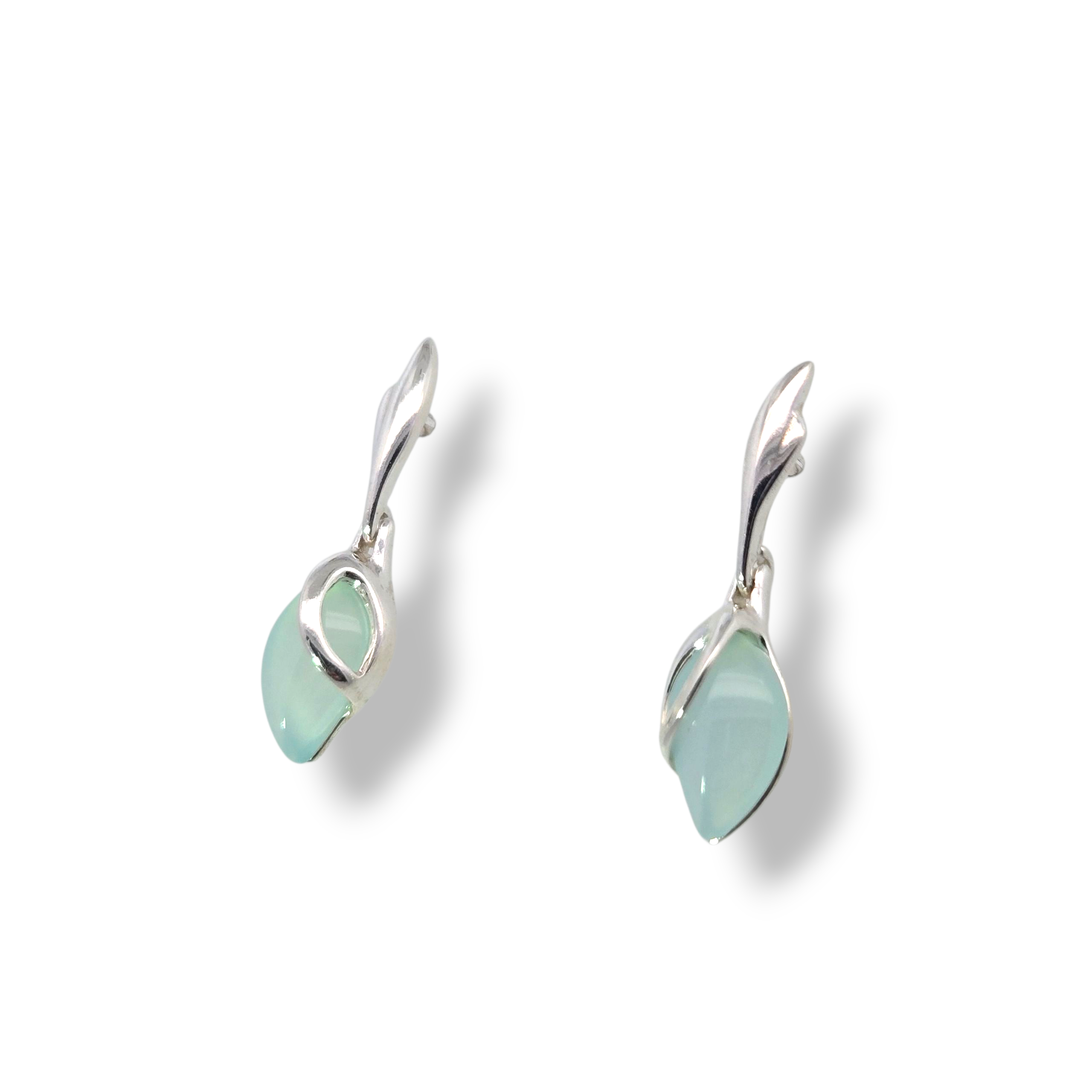 Sterling Green Agate Earrings