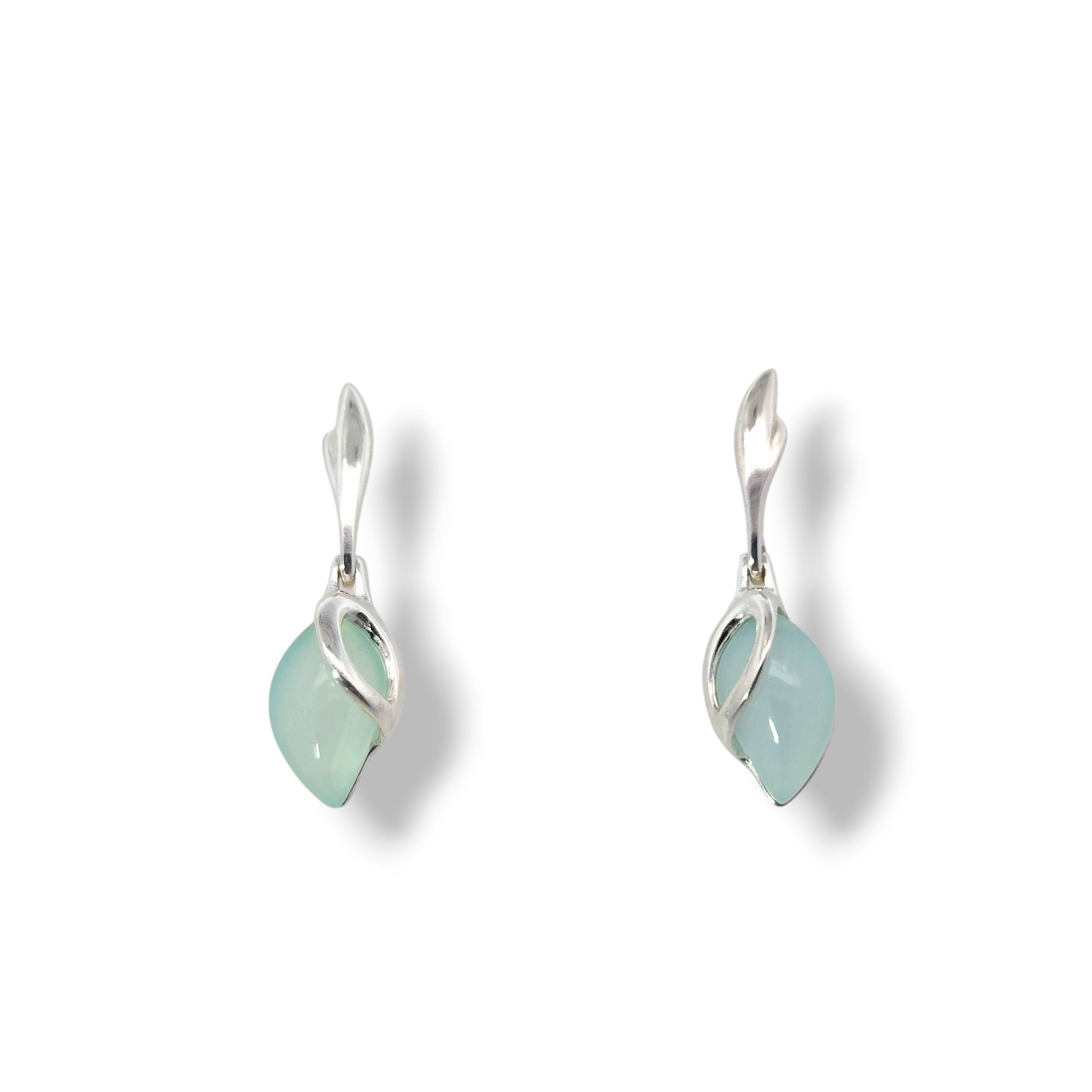 Sterling Green Agate Earrings
