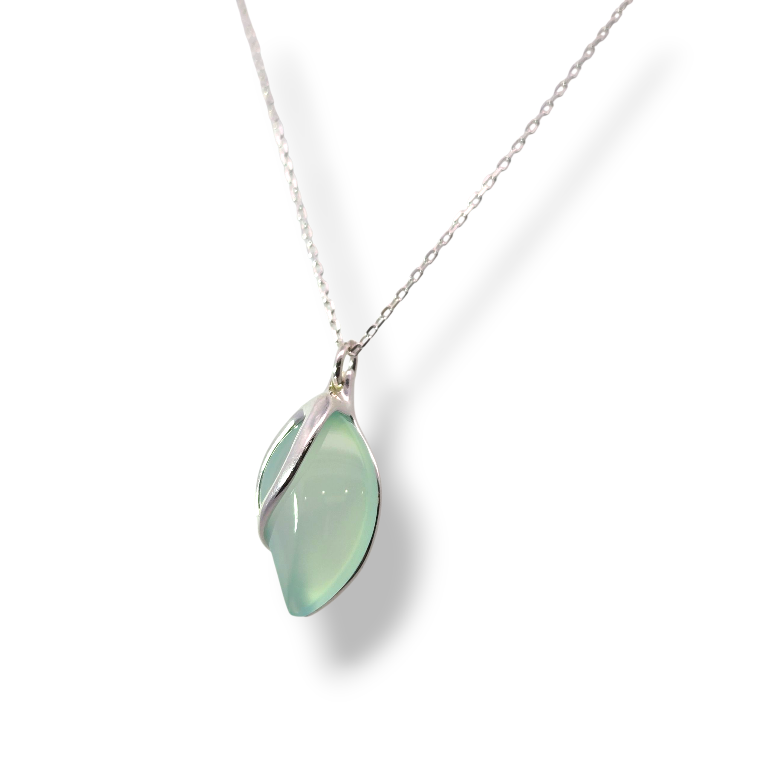 Sterling Green Agate Necklace