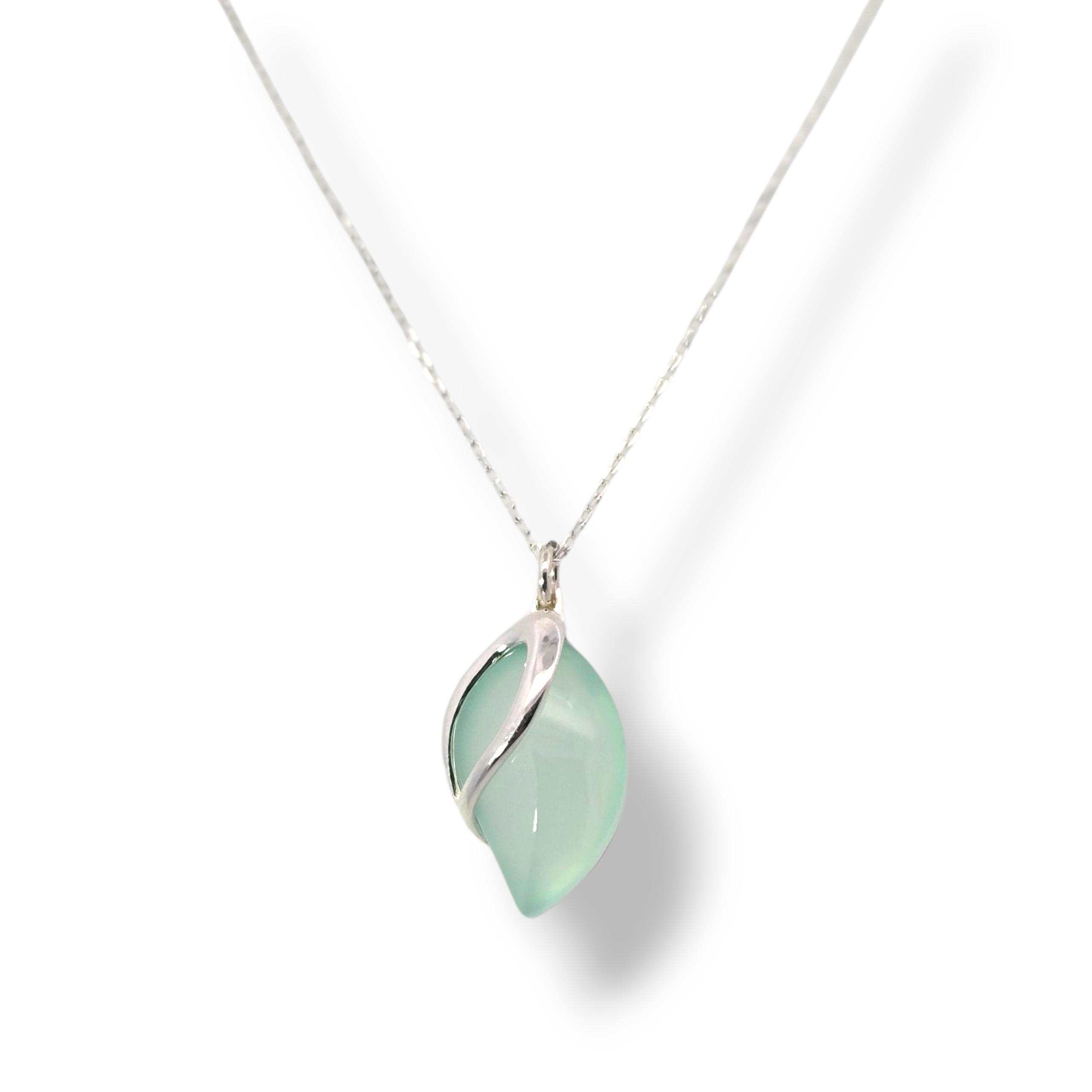 Sterling Green Agate Necklace