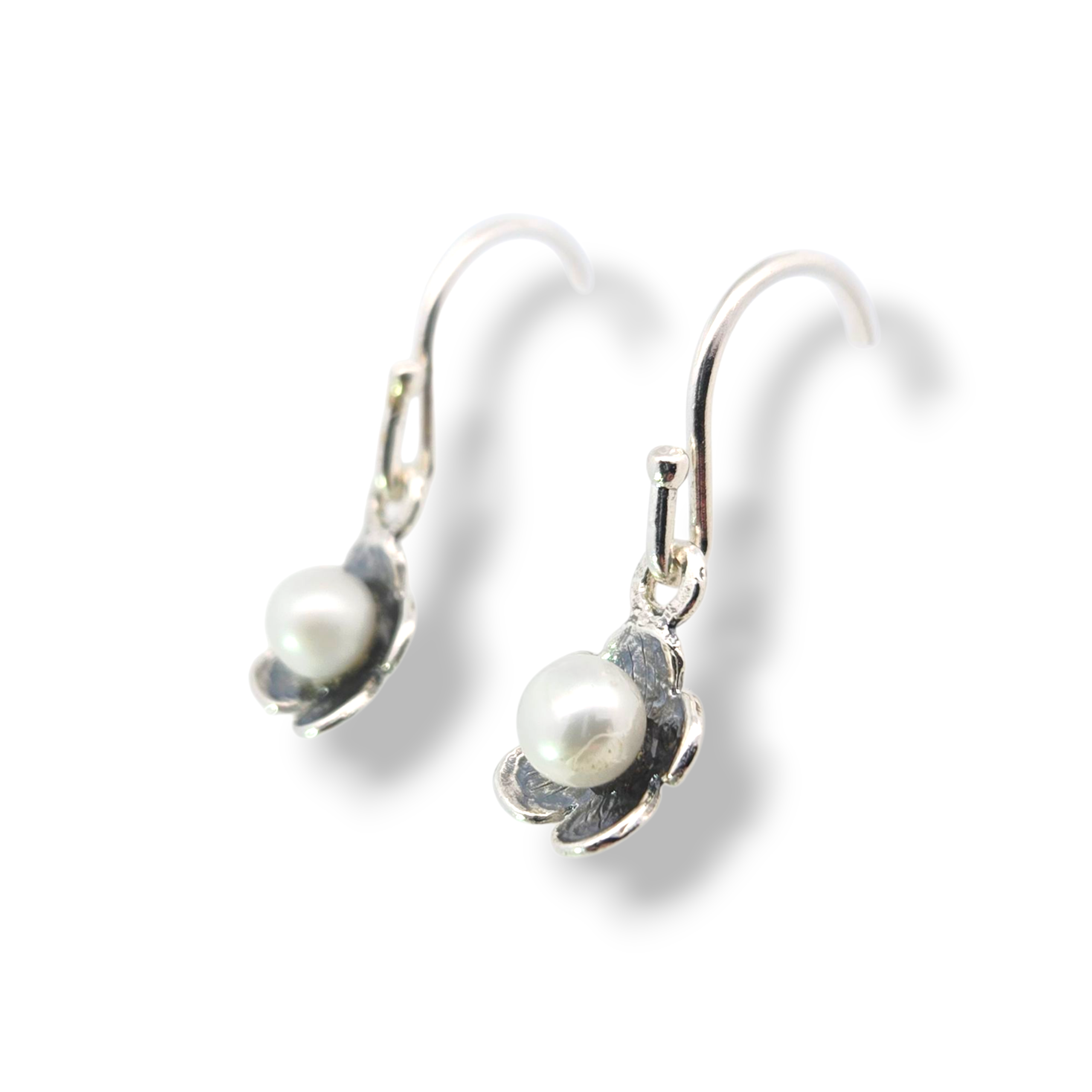 Sterling Pearl Flower Drops