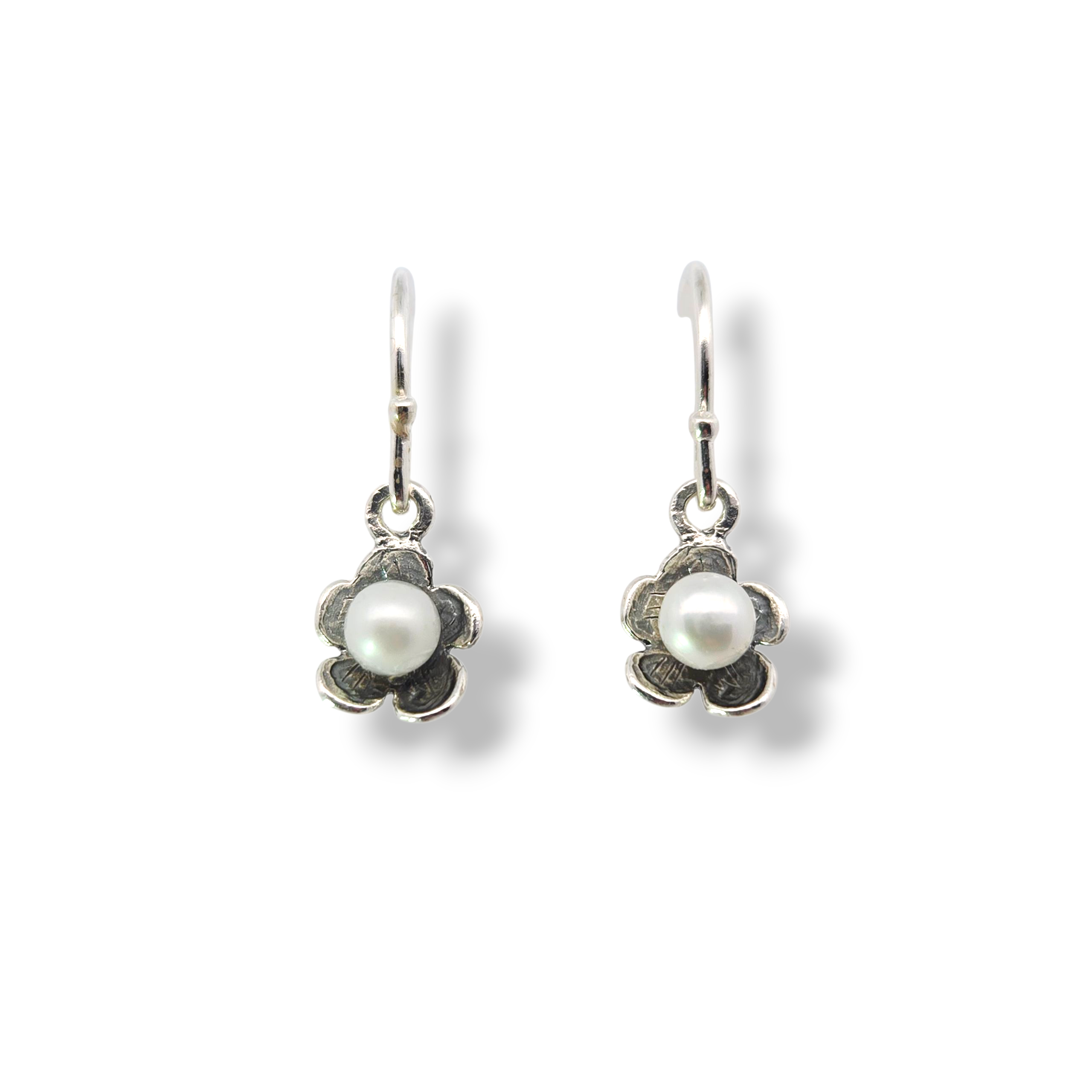 Sterling Pearl Flower Drops