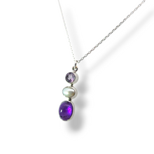 Load image into Gallery viewer, Sterling Amethyst and Pearl Trio Necklace