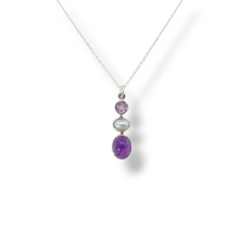 Load image into Gallery viewer, Sterling Amethyst and Pearl Trio Necklace