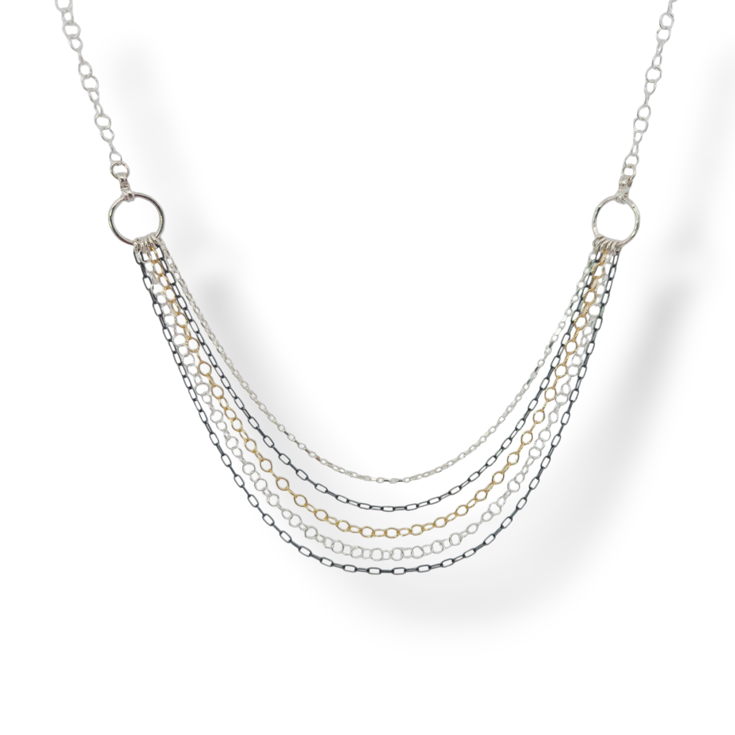 Multicolor Layered Sterling Chain - Oxidized and Gold Plated