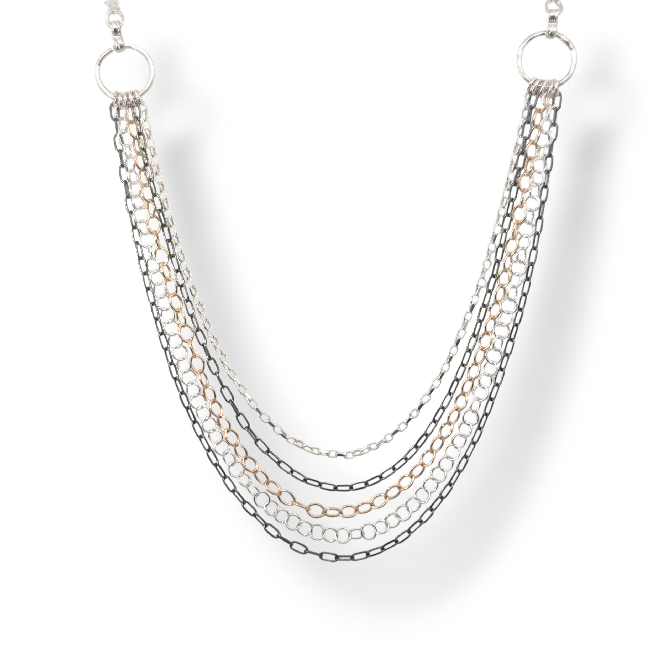 Multicolor Layered Sterling Chain - Oxidized and Gold Plated
