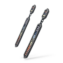 Load image into Gallery viewer, Sterling Silver Created Gemstone Rainbow Dangle Stud Earrings