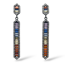 Load image into Gallery viewer, Sterling Silver Created Gemstone Rainbow Dangle Stud Earrings