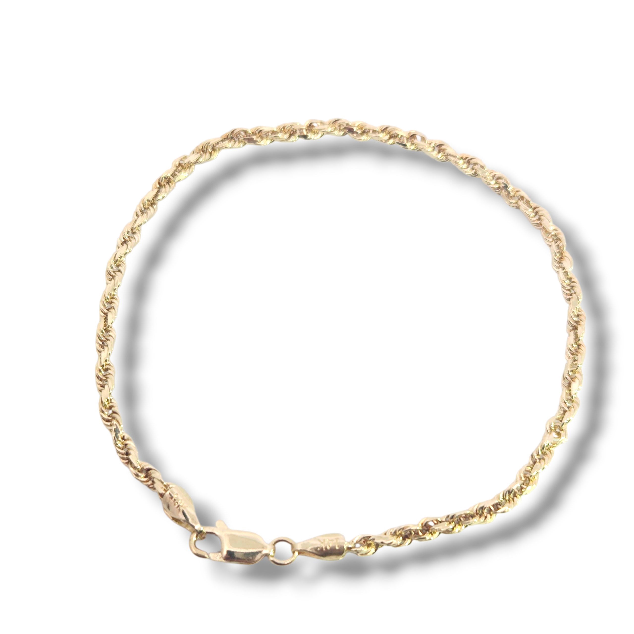 14k Yellow Gold Rope Bracelet - 7.5