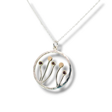 Load image into Gallery viewer, Sterling and 14k Gold Nature Inspired Necklace with Garnets