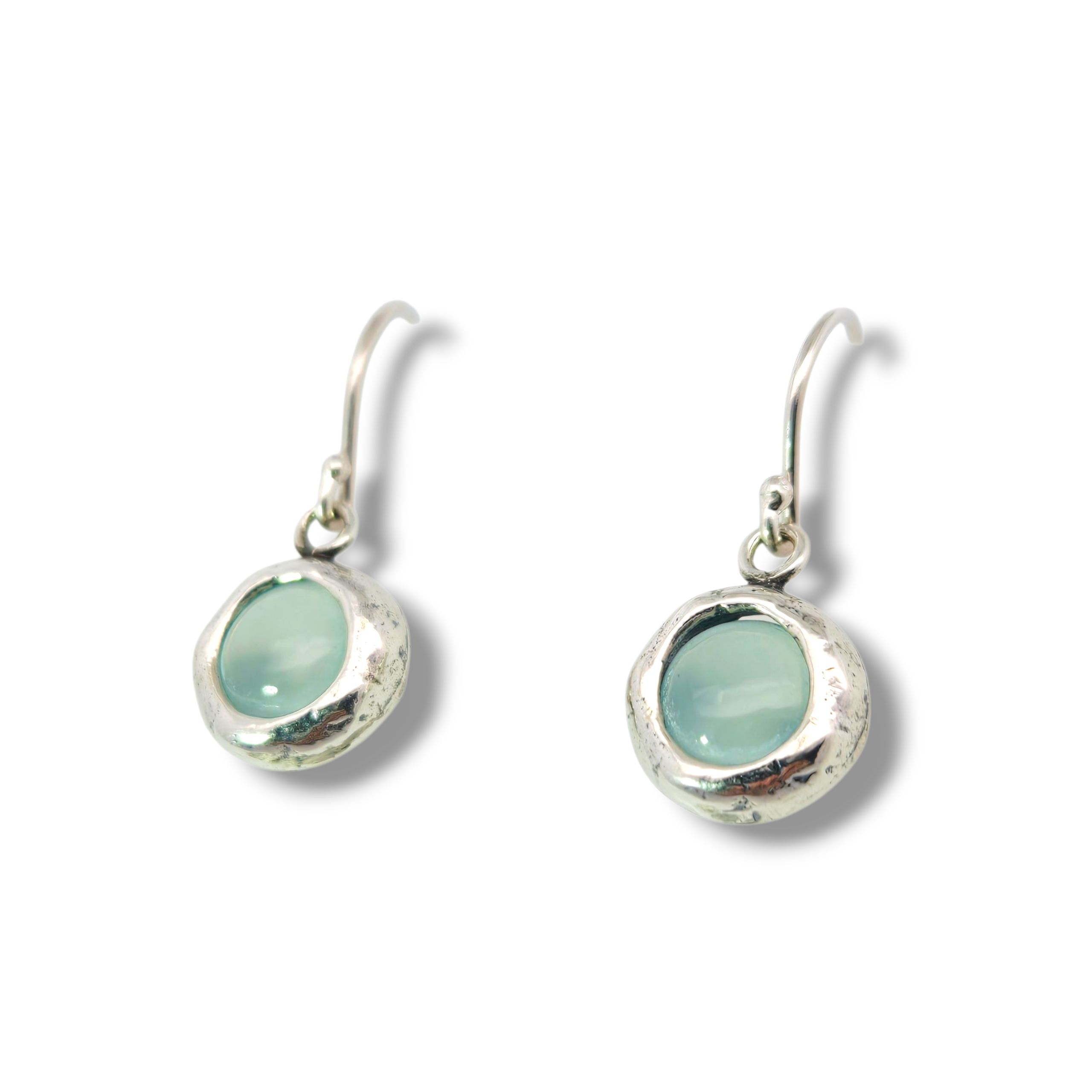 Sterling Silver Round Aquamarine Earring Drops