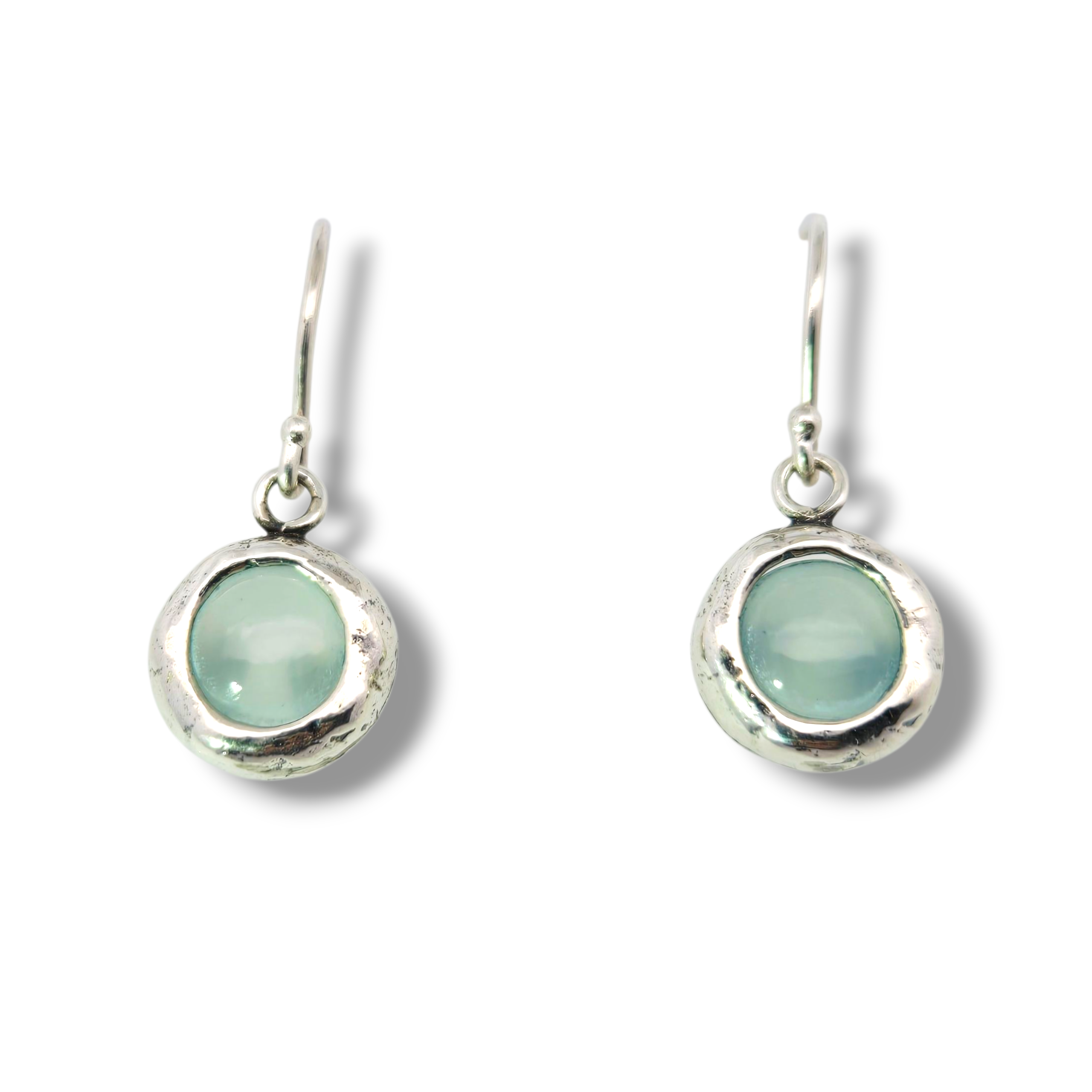 Sterling Silver Round Aquamarine Earring Drops