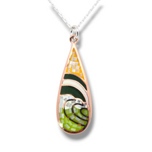 Load image into Gallery viewer, Two Tone Yellow and Green Mosaic Teardrop Necklace