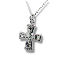 Load image into Gallery viewer, Sterling Mosaic Cross with Austrian Crystals