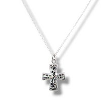 Load image into Gallery viewer, Sterling Mosaic Cross with Austrian Crystals